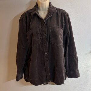 Madewell Corduroy Button Down Shirt Jacket Large Gray Cotton Overshirt Shacket